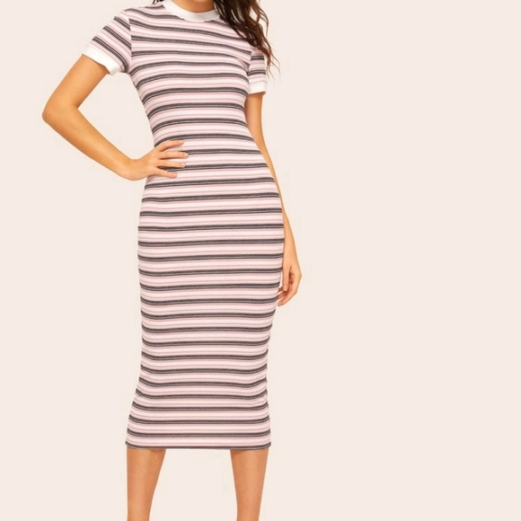 🚫SOLD🚫SHEIN▪︎Striped Bodycon Midi Dress - Picture 11 of 11